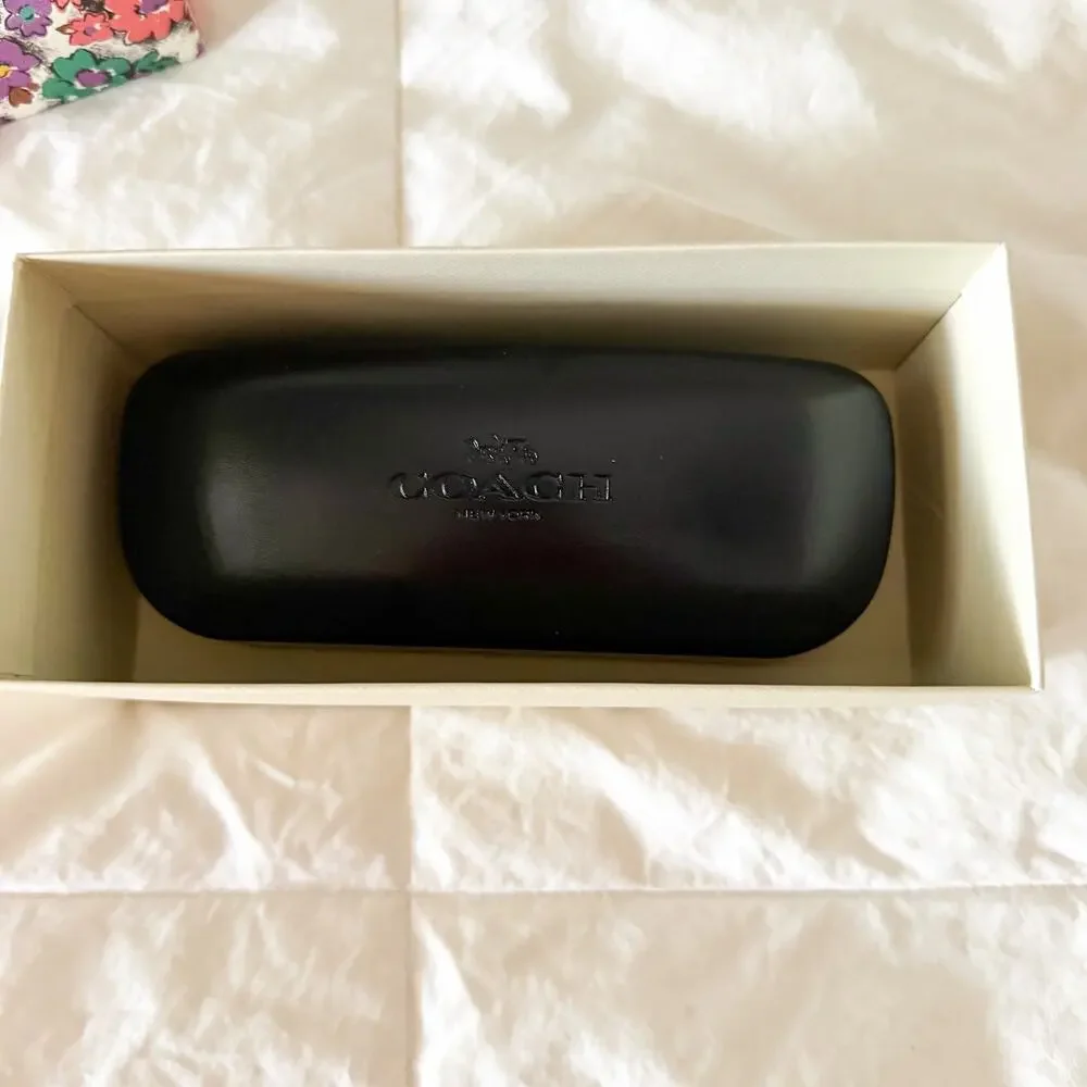 NWOT Coach Black Hard Eyeglass Sunglasses Case w/ Floral Gift Box